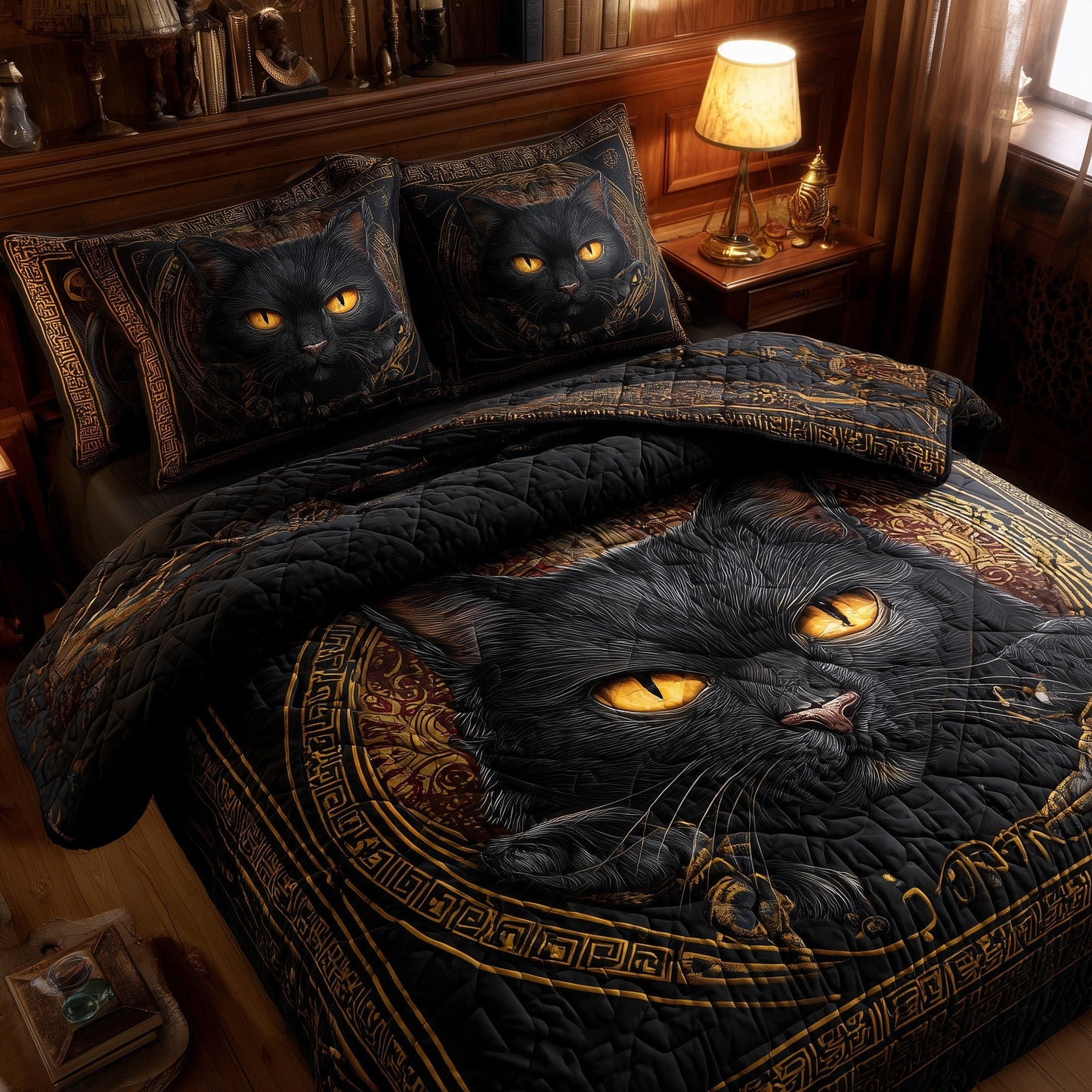 Powerful Cat 3-Piece Quilted Bedding Set GFTOTL4598