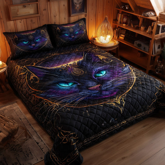 Powerful Cat 3-Piece Quilted Bedding Set GFTOTL4600