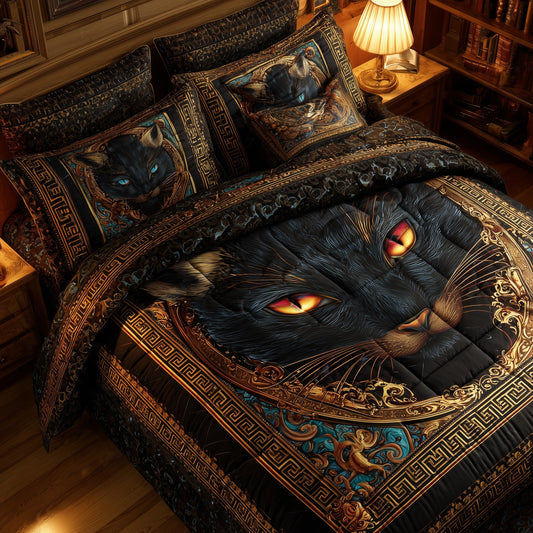 Powerful Cat 3-Piece Quilted Bedding Set GFTOTL4601