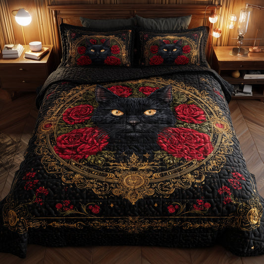 Powerful Cat 3-Piece Quilted Bedding Set GFTOTL4604