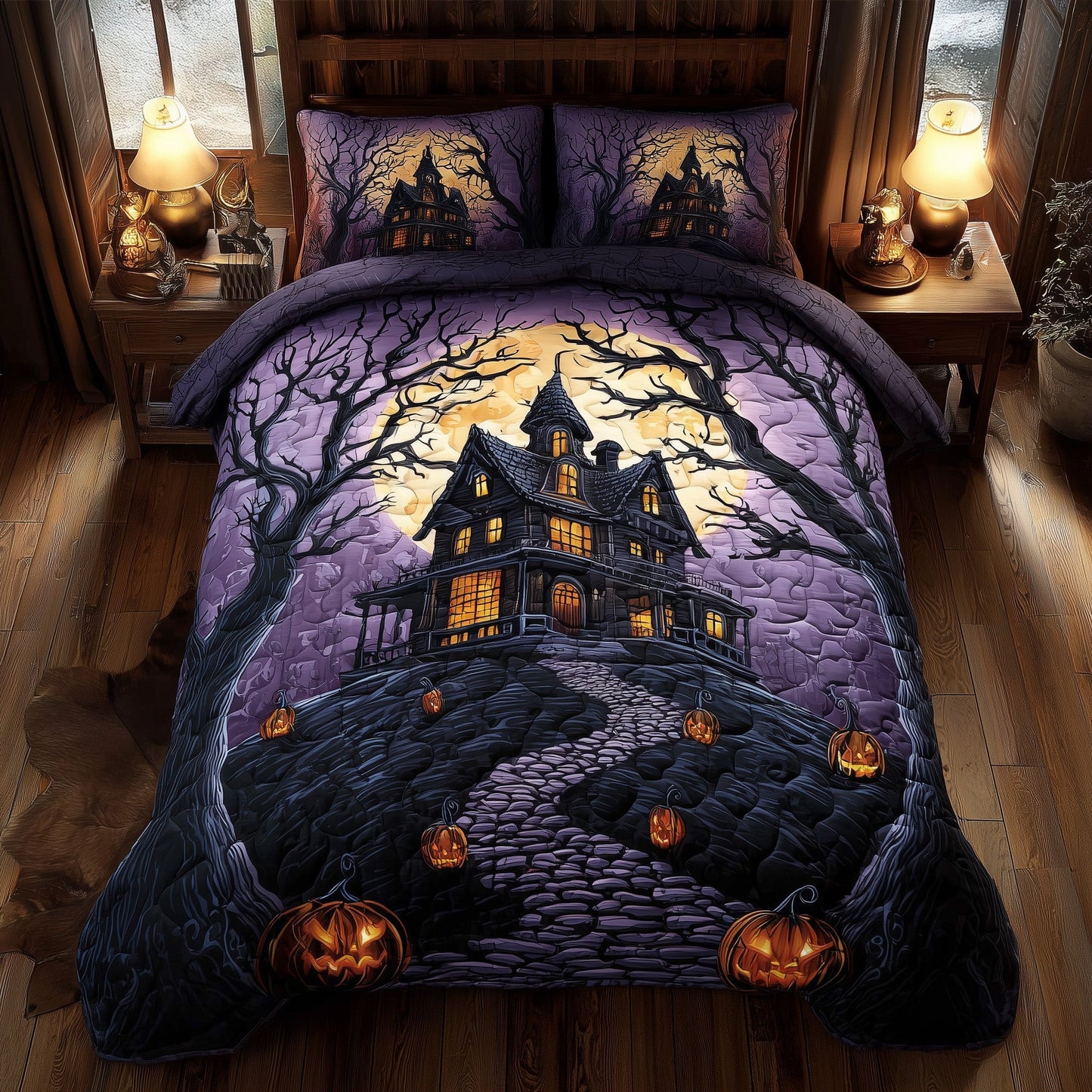 Haunted House 3-Piece Quilted Bedding Set GFTOTL4605