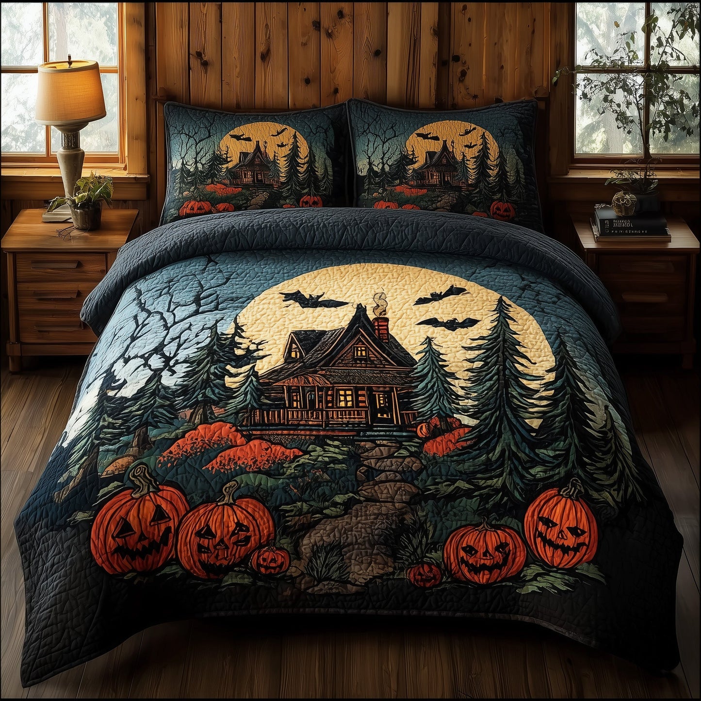Haunted Cabin 3-Piece Quilted Bedding Set GFTOTL4608