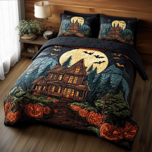Haunted Cabin 3-Piece Quilted Bedding Set GFTOTL4609