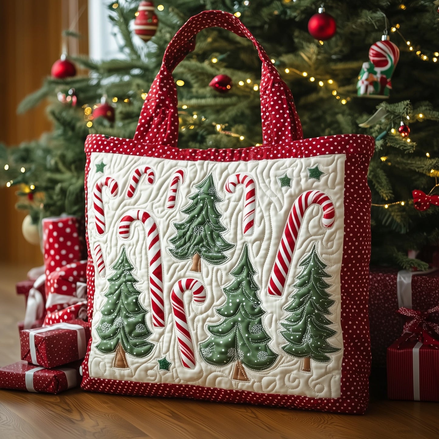 Candy Cane Quilted Tote Bag GFTOTL4751