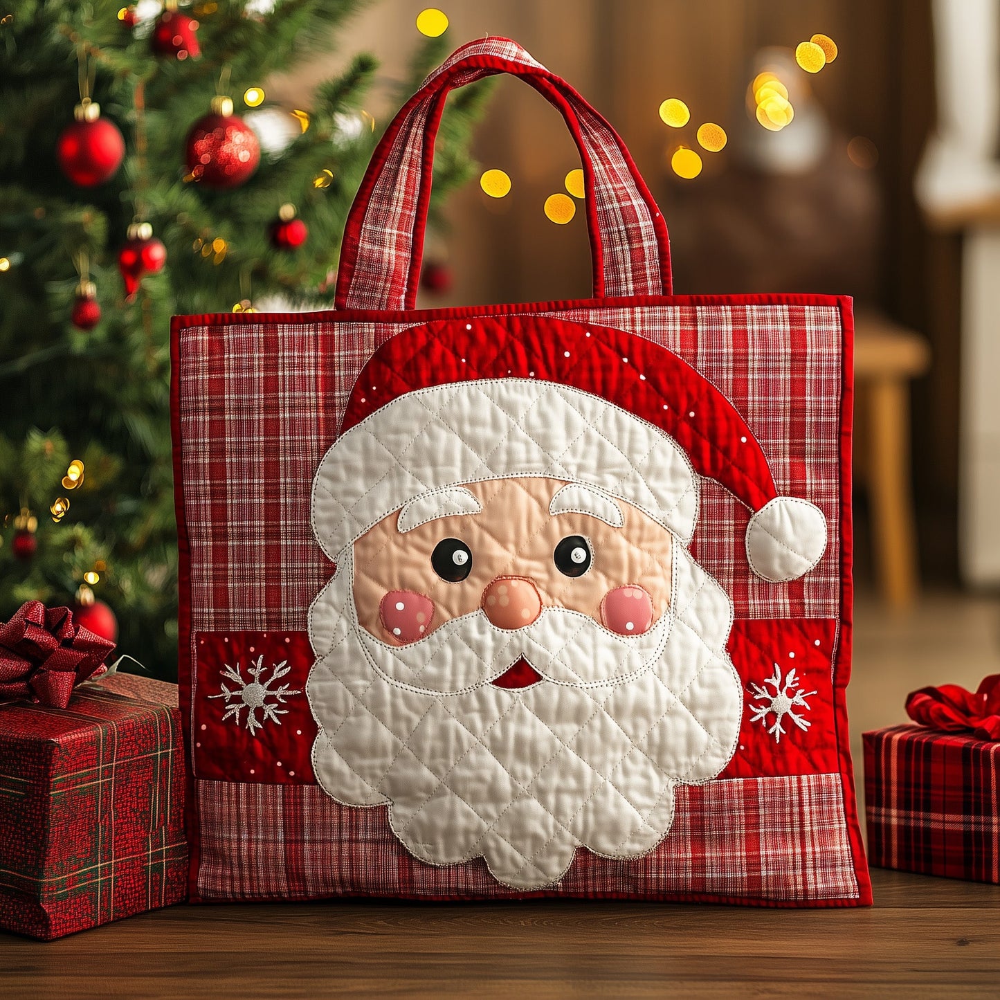 Retro Santa Quilted Tote Bag GFTOTL4754