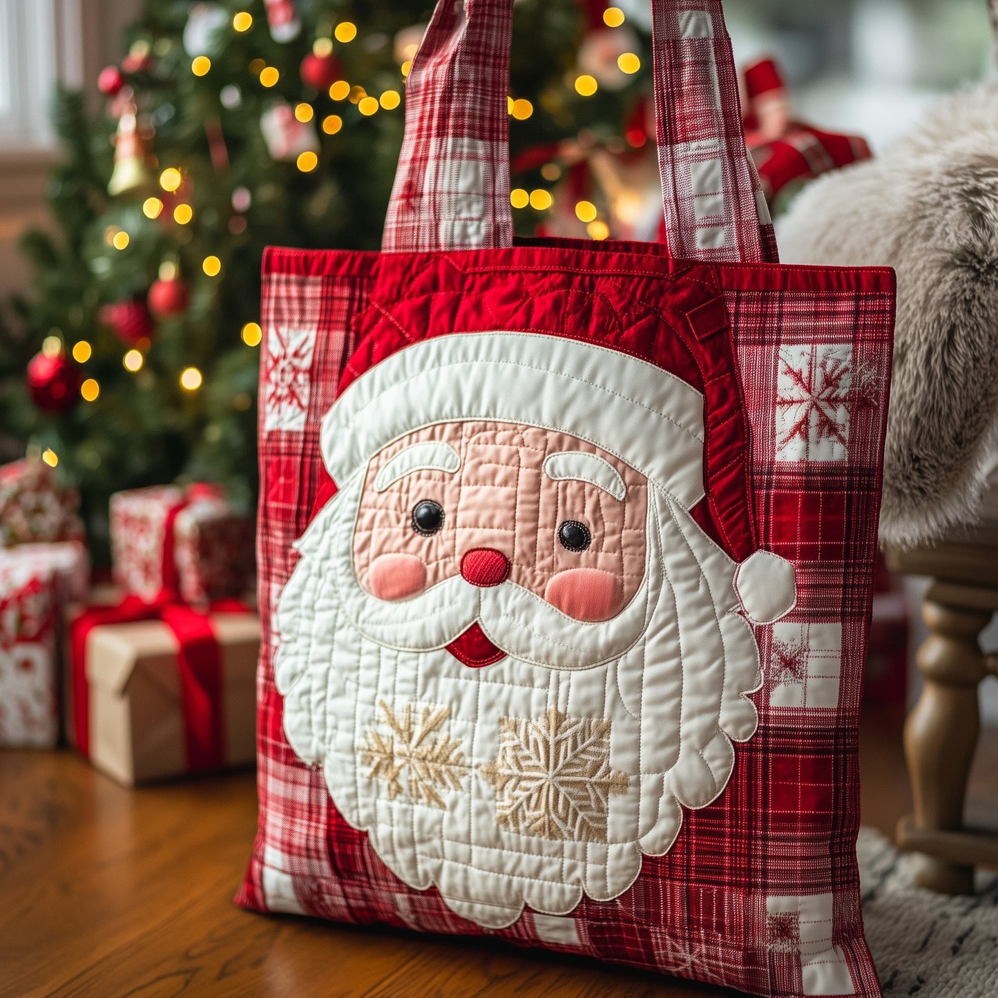 Retro Santa Quilted Tote Bag GFTOTL4757