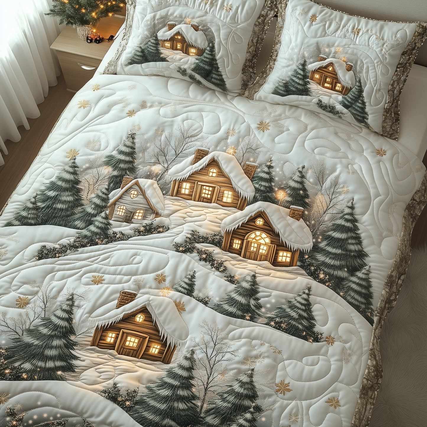 Snowy Village Duvet Cover Set GFTOTL4884