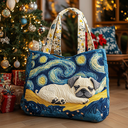 Sleeping Pug Quilted Tote Bag GFTOTL4894