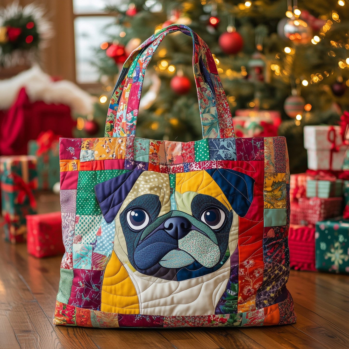 Squishy Pug Quilted Tote Bag GFTOTL4896