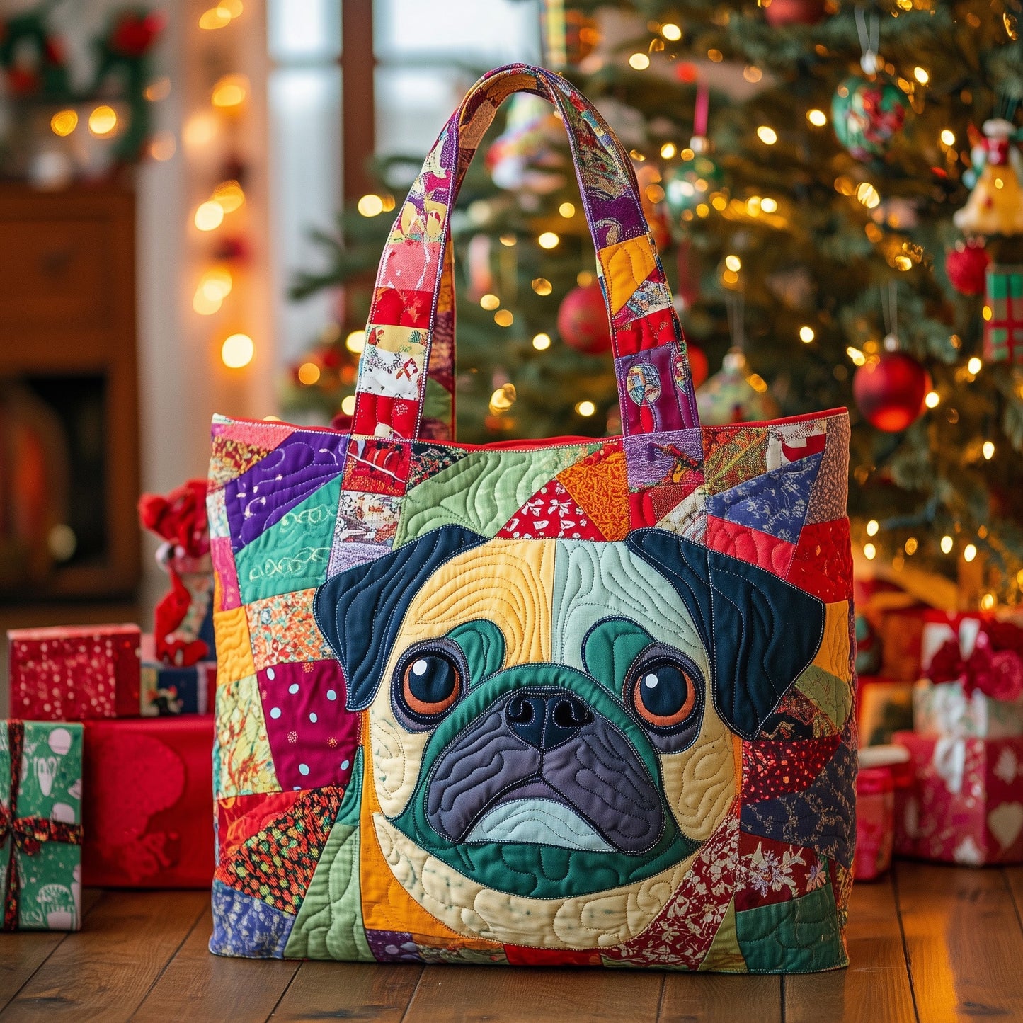Squishy Pug Quilted Tote Bag GFTOTL4897