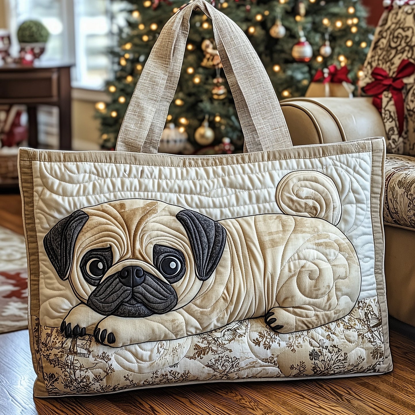 Squishy Pug Quilted Tote Bag GFTOTL4899