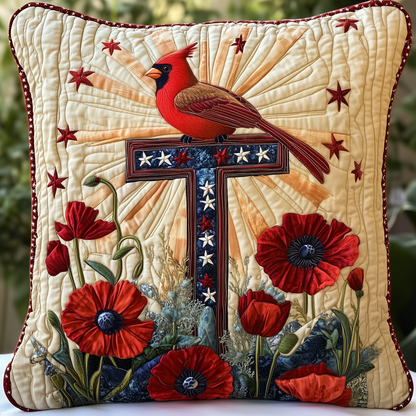 Patriotic Cardinal Quilted Pillow Case GFTOTL498
