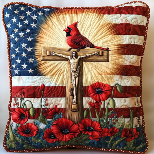 Patriotic Cardinal Quilted Pillow Case GFTOTL499