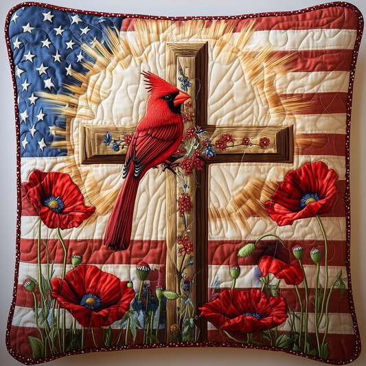 Patriotic Cardinal Quilted Pillow Case GFTOTL501