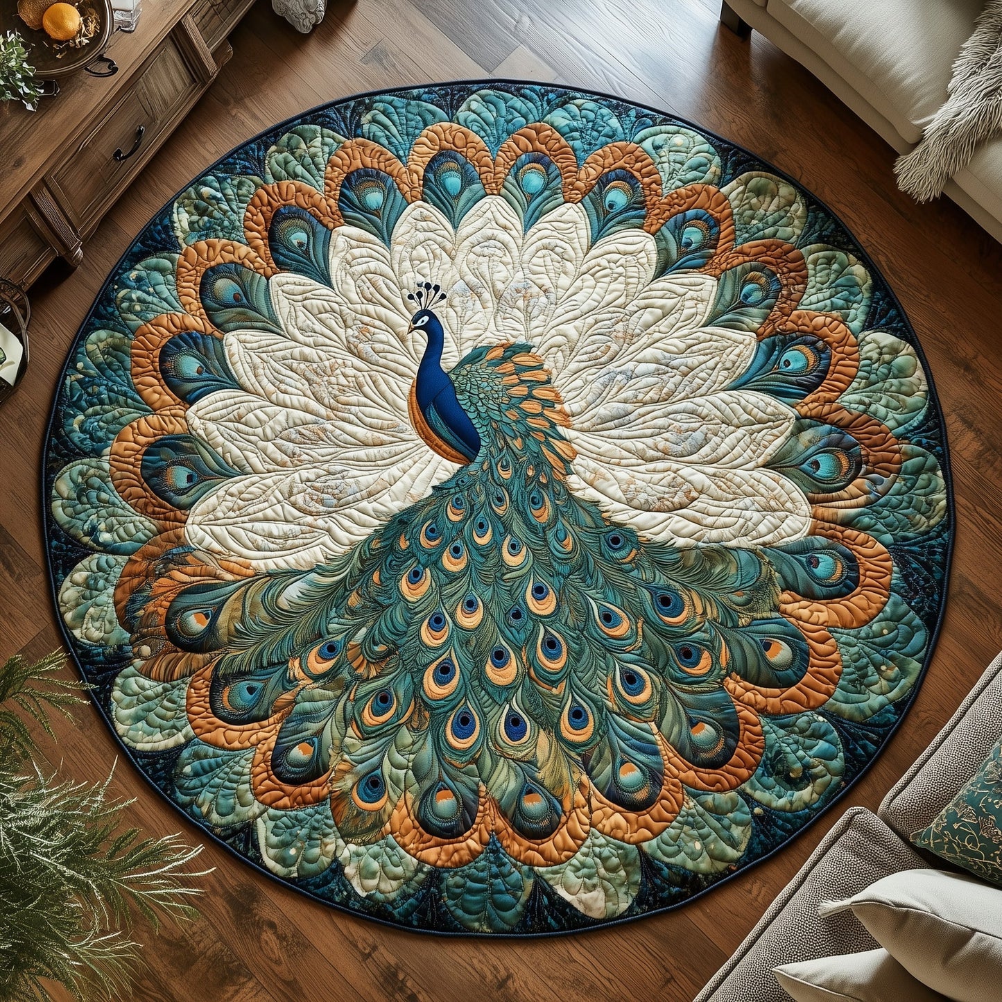 Elegant Feather Quilted Round Mat GFTOTL5038