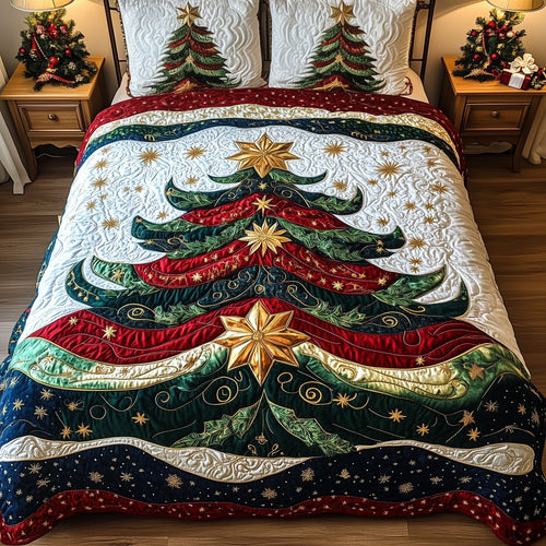 Festive Evergreen 3-Piece Quilted Bedding Set GFTOTL5049