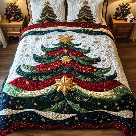 Festive Evergreen 3-Piece Quilted Bedding Set GFTOTL5049