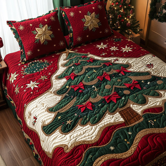 Festive Evergreen 3-Piece Quilted Bedding Set GFTOTL5052