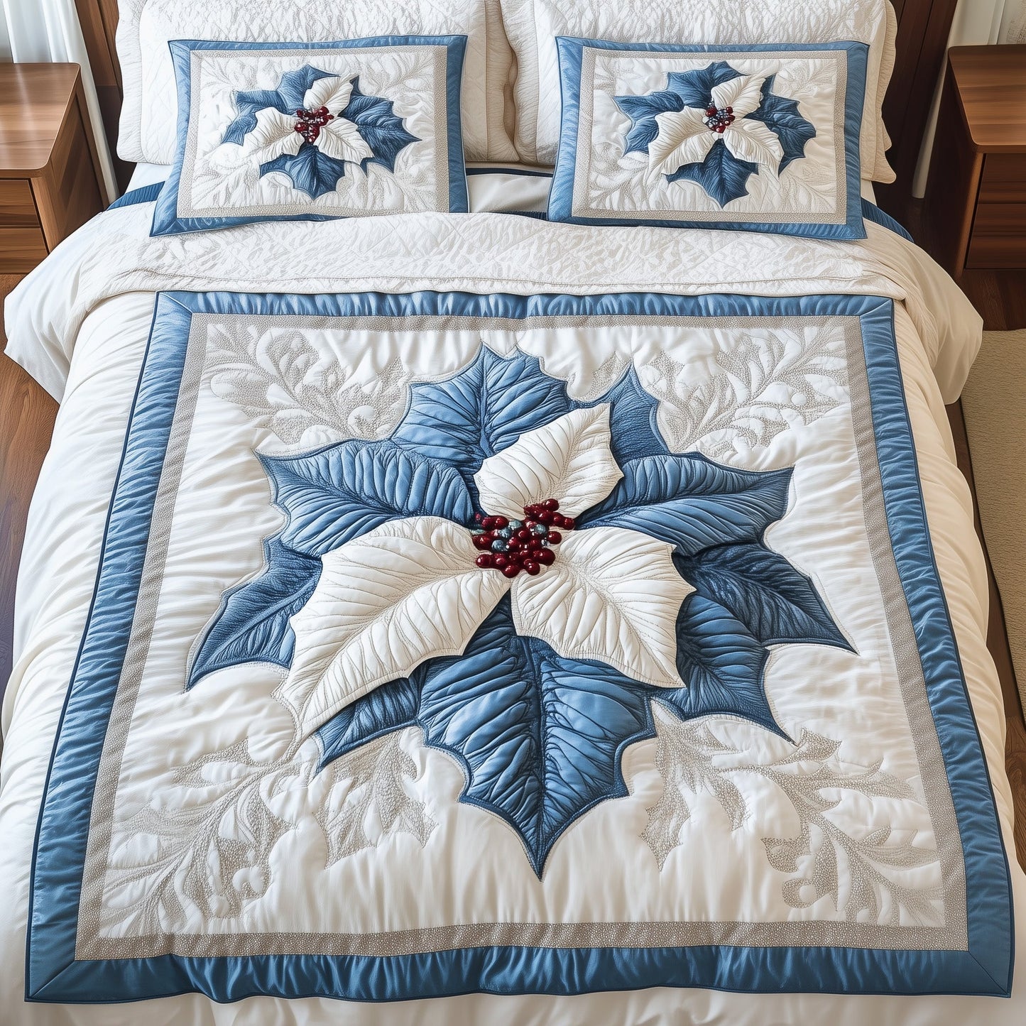 Winter Poinsettia Duvet Cover Set GFTOTL5054