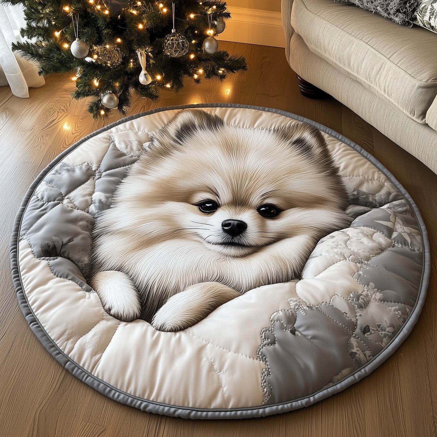 Winter Pomeranian Round Mat GFTOTL5095