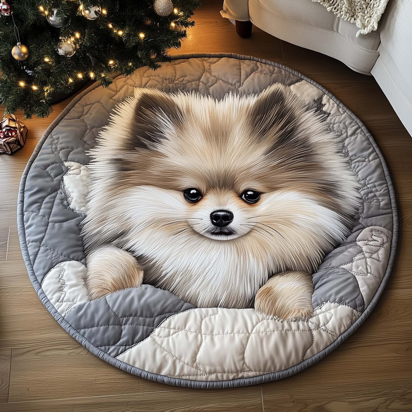 Winter Pomeranian Round Mat GFTOTL5097