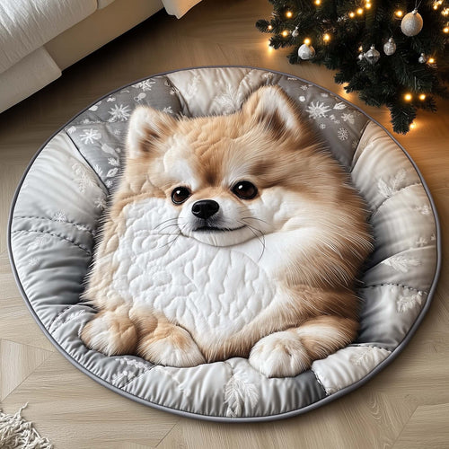 Winter Pomeranian Round Mat GFTOTL5098