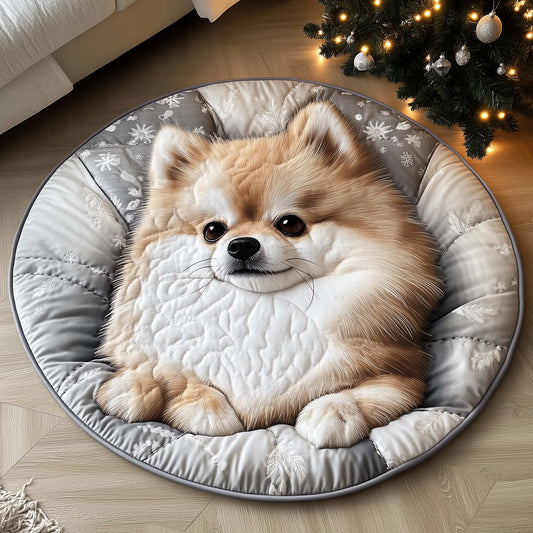 Winter Pomeranian Round Mat GFTOTL5098
