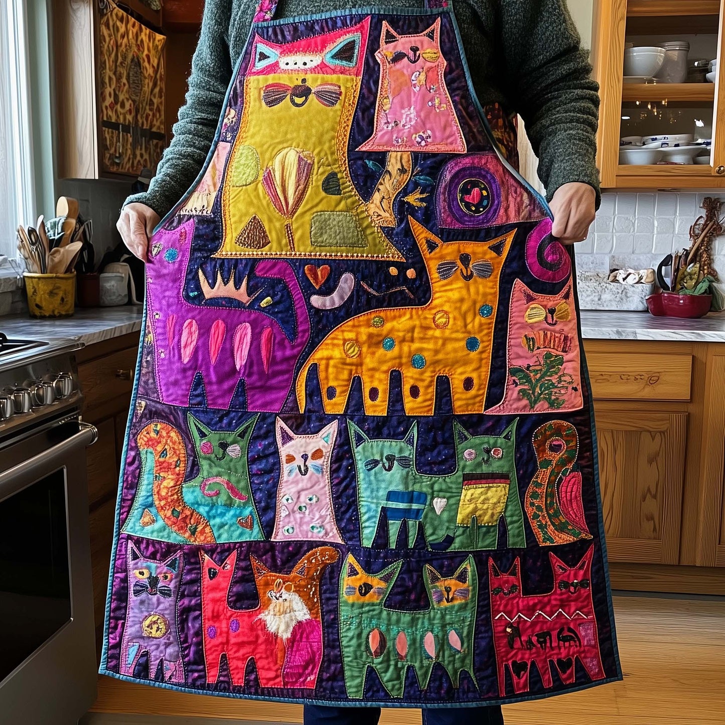 Playful Cat Quilted Apron GFTOTL5206