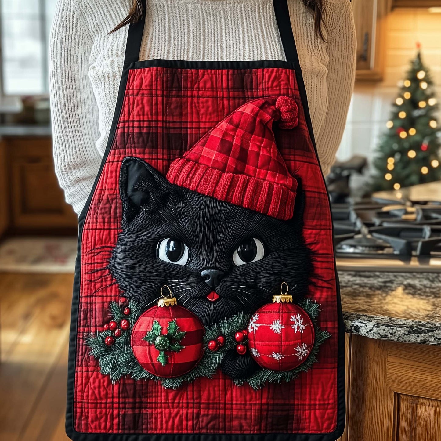 Festive Cat Quilted Apron GFTOTL5217
