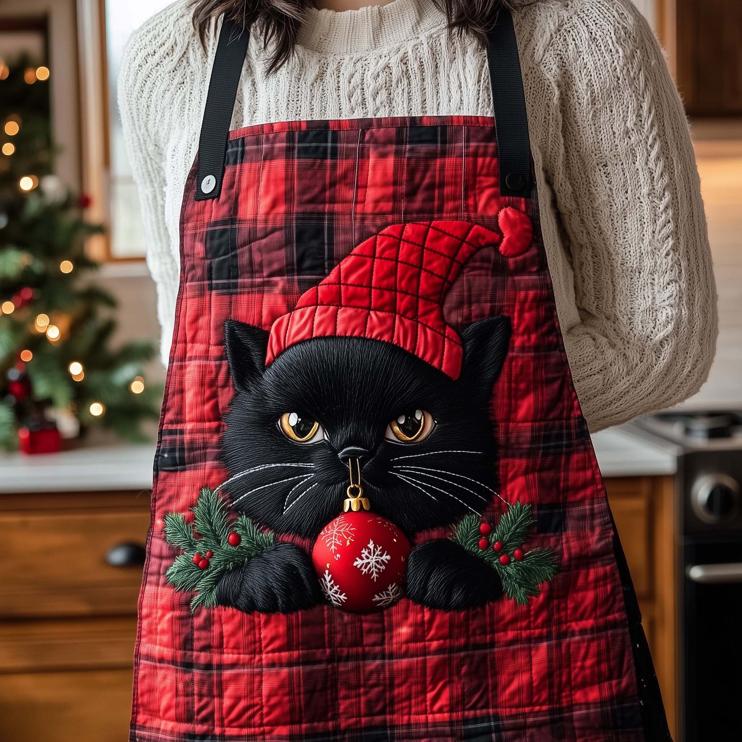 Festive Cat Quilted Apron GFTOTL5219