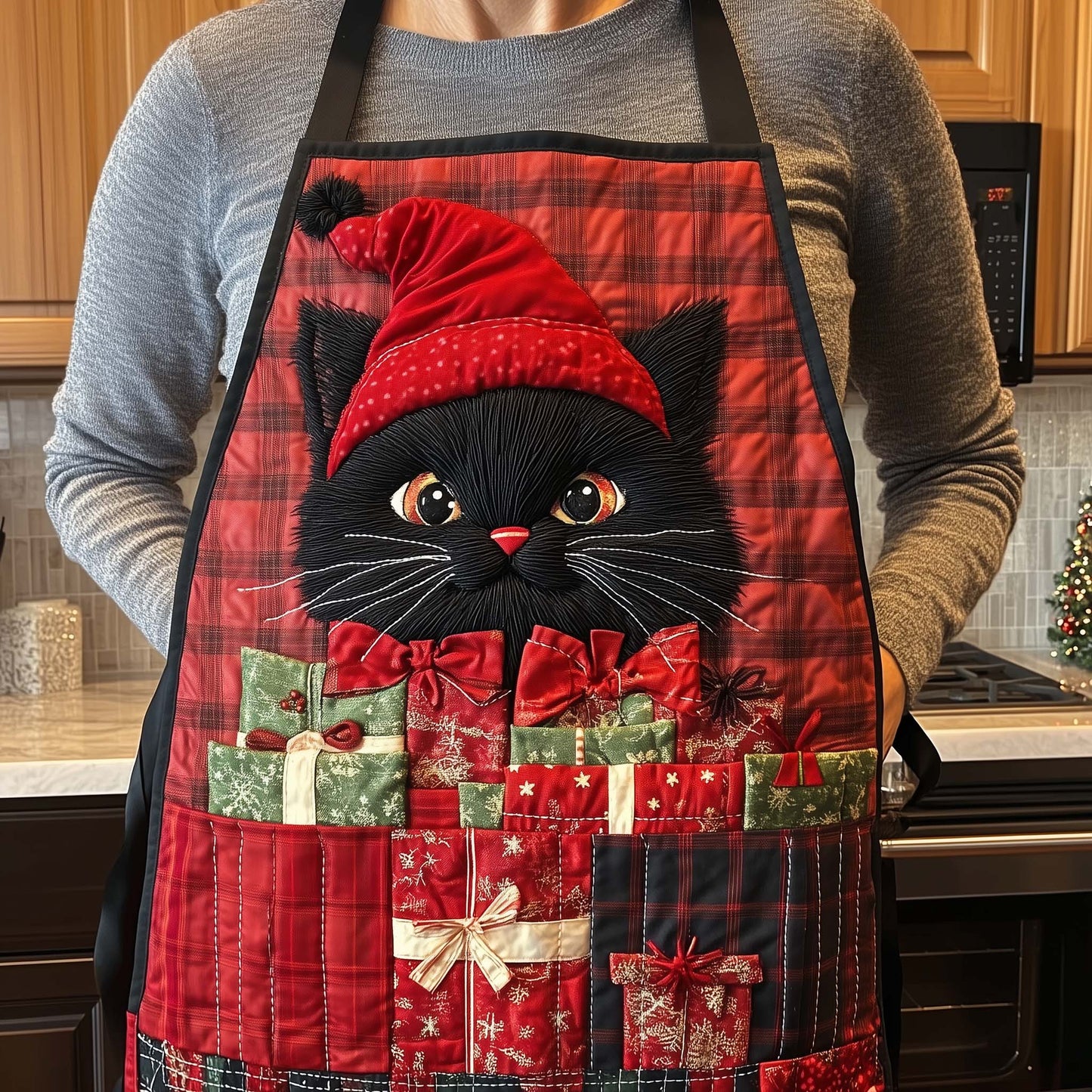 Festive Cat Quilted Apron GFTOTL5220