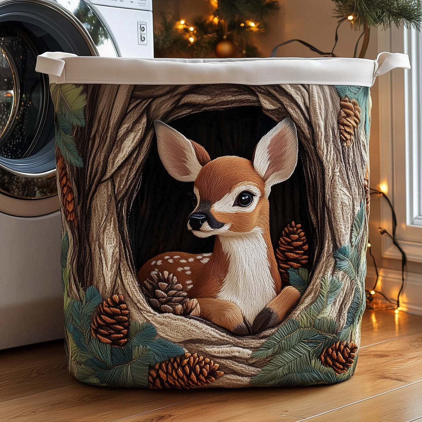 Deerwood Hideaway Quilted Laundry Basket GFTOTL5241