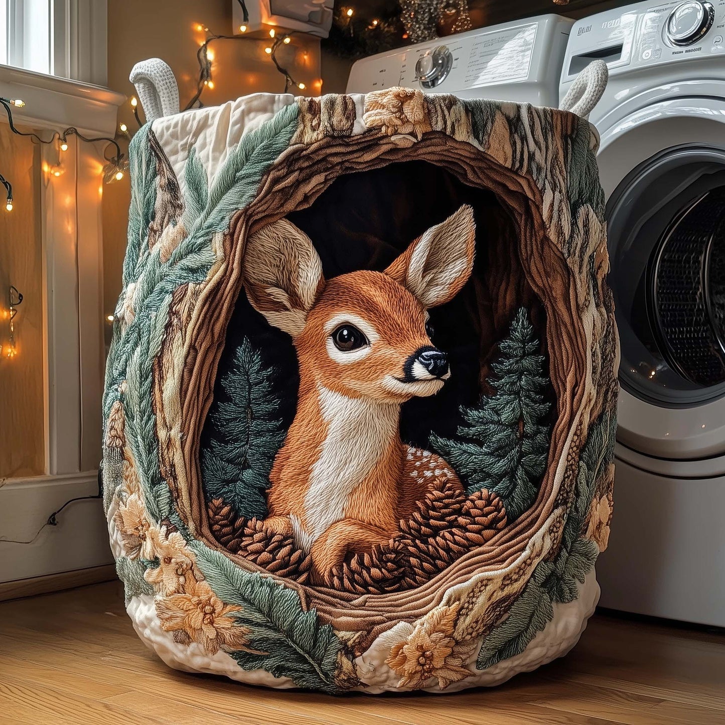 Deerwood Hideaway Quilted Laundry Basket GFTOTL5244