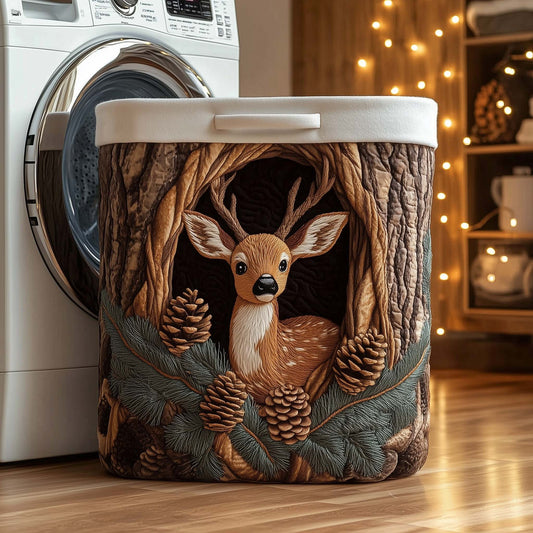 Deerwood Hideaway Quilted Laundry Basket GFTOTL5247