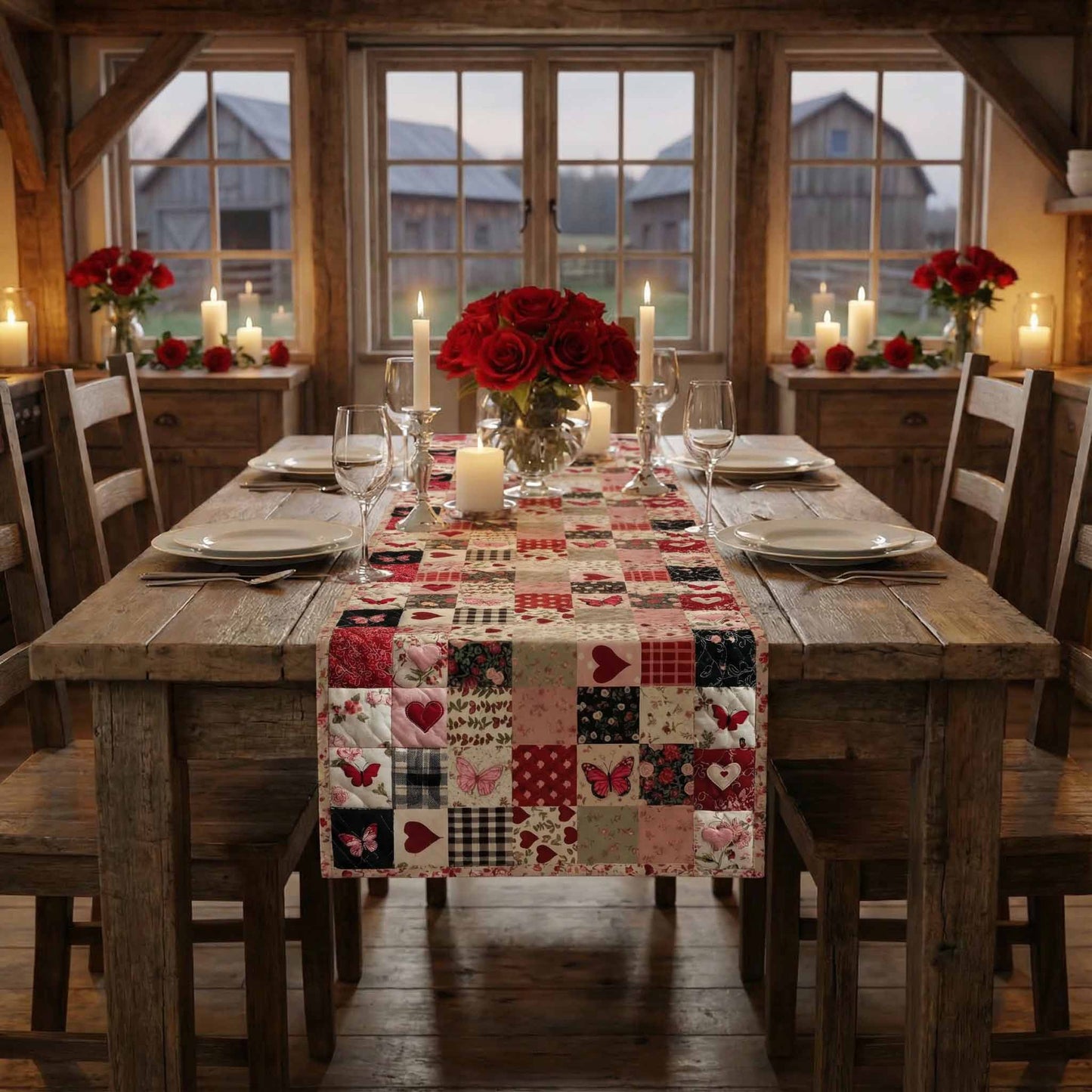 Bound Hearts Quilted Table Runner GFTOTL5324