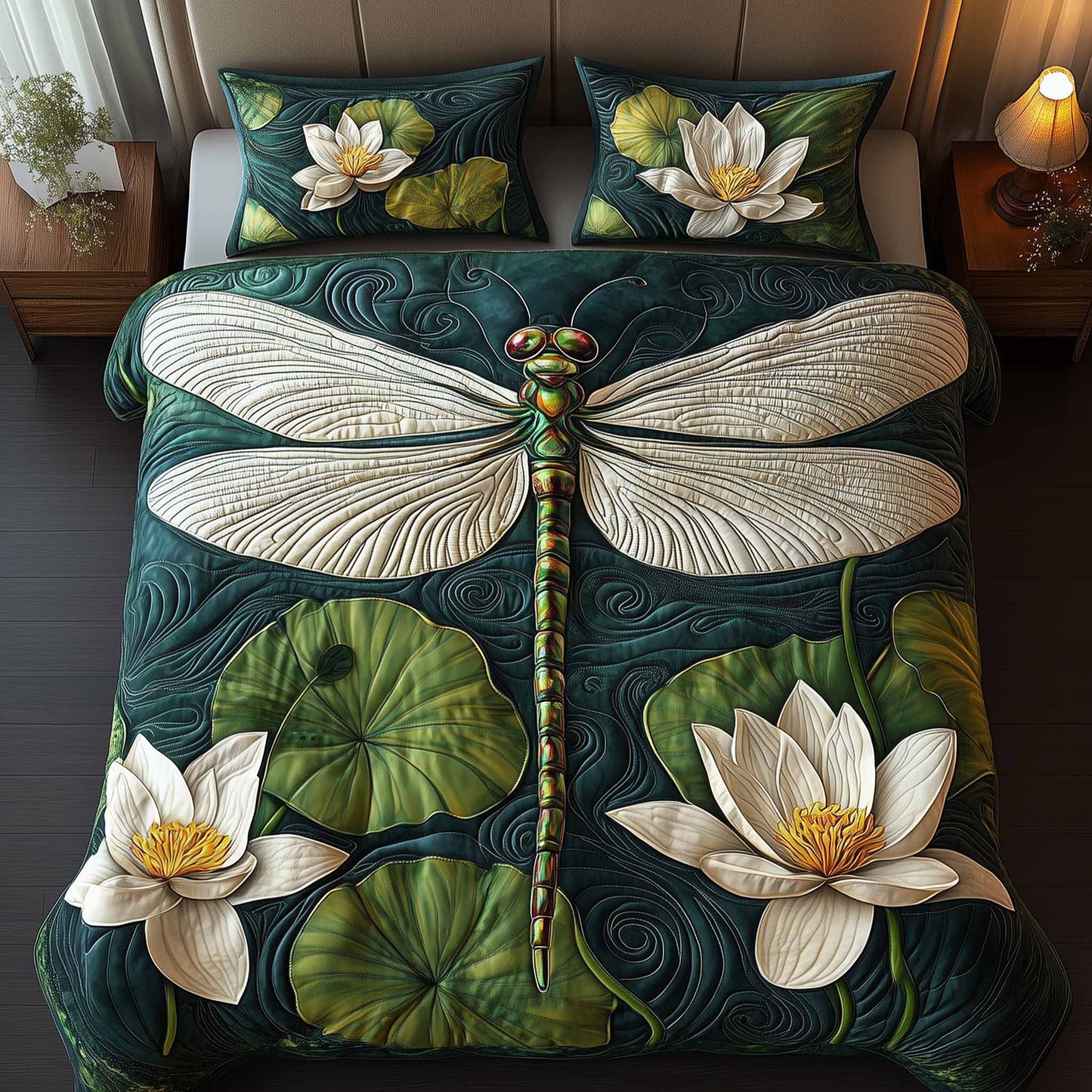 Dragonfly Glow 3-Piece Quilted Bedding Set GFTOTL5327