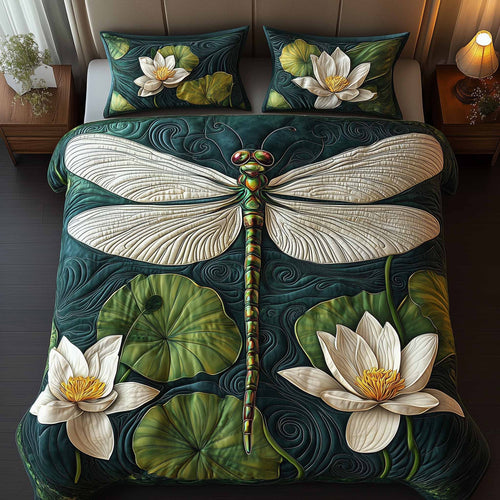 Dragonfly Glow 3-Piece Quilted Bedding Set GFTOTL5327