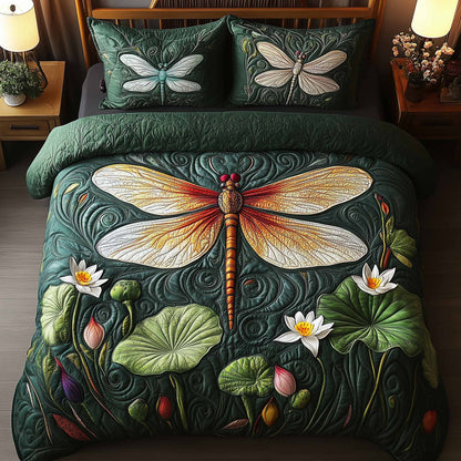 Dragonfly Glow 3-Piece Quilted Bedding Set GFTOTL5329