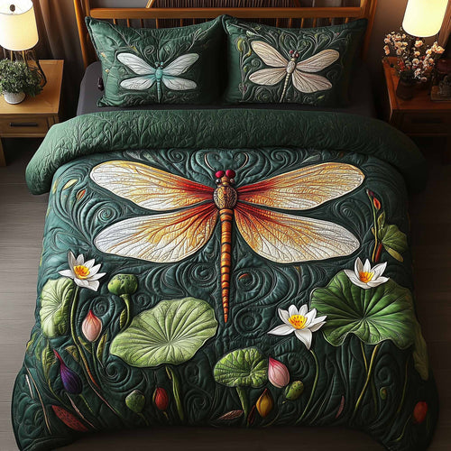 Dragonfly Glow 3-Piece Quilted Bedding Set GFTOTL5329