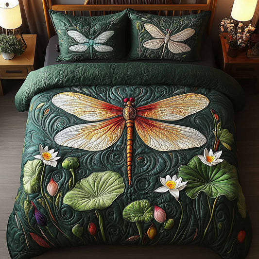 Dragonfly Glow 3-Piece Quilted Bedding Set GFTOTL5329