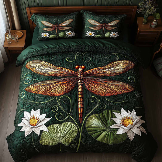 Dragonfly Glow 3-Piece Quilted Bedding Set GFTOTL5330