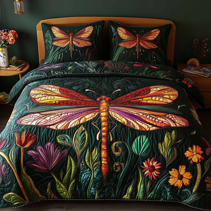 Dragonfly Glow 3-Piece Quilted Bedding Set GFTOTL5331
