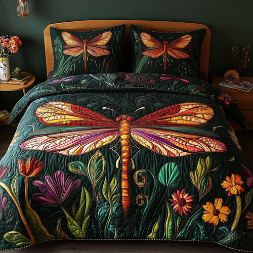 Dragonfly Glow 3-Piece Quilted Bedding Set GFTOTL5331