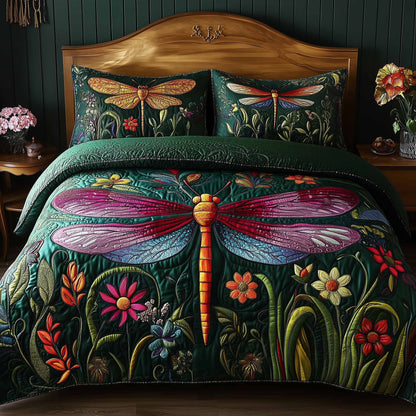 Dragonfly Glow 3-Piece Quilted Bedding Set GFTOTL5333