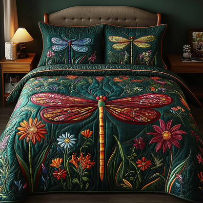 Dragonfly Glow 3-Piece Quilted Bedding Set GFTOTL5334