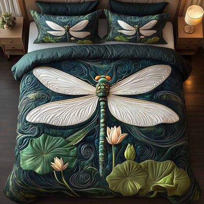 Dragonfly Glow 3-Piece Quilted Bedding Set GFTOTL5335