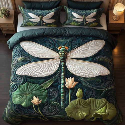 Dragonfly Glow 3-Piece Quilted Bedding Set GFTOTL5335