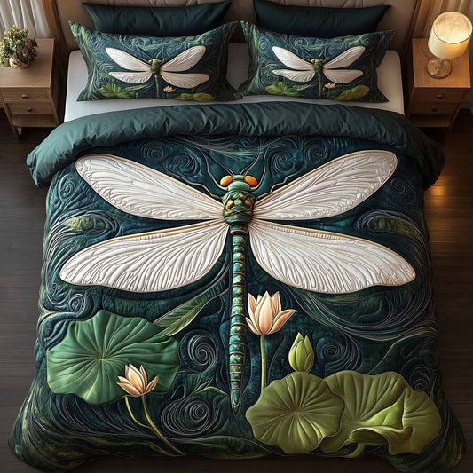 Dragonfly Glow 3-Piece Quilted Bedding Set GFTOTL5335