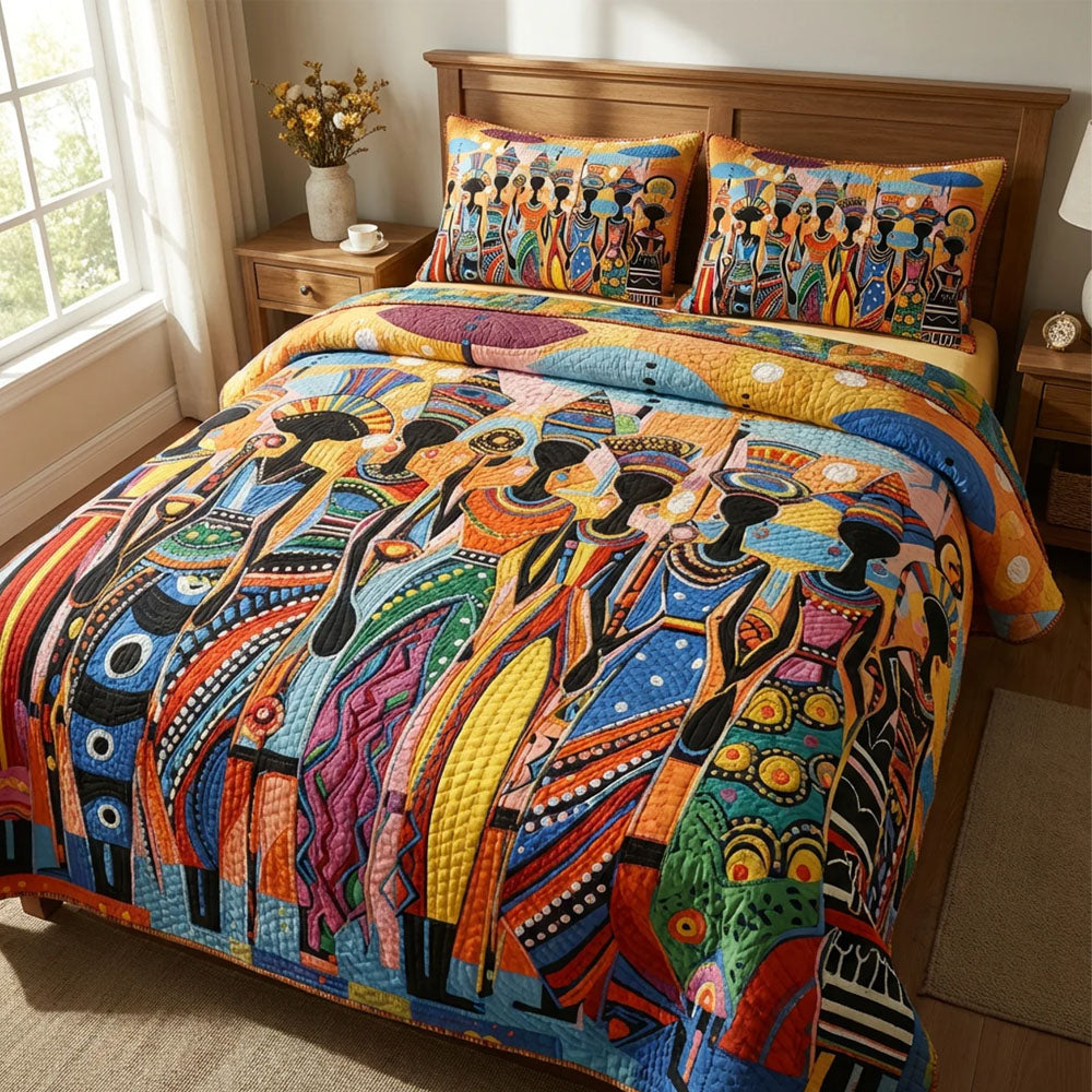 African Heritage 3-Piece Quilted Bedding Set GFTOTL5351