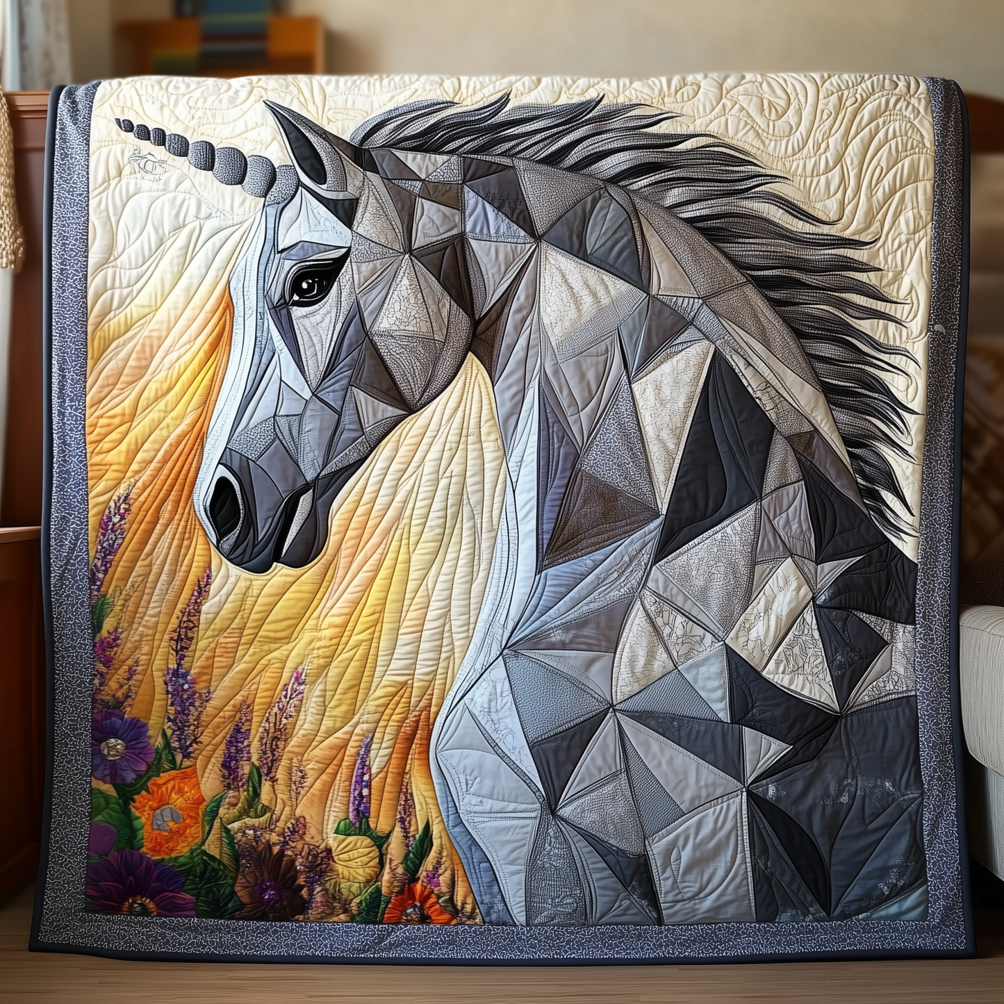 Grey Horse Quilted Blanket GFTOTL541